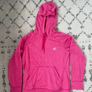Adidas Womens Ultimate Hoodie Sweatshirt Pink Heathered Thumb Hole Drawstring L